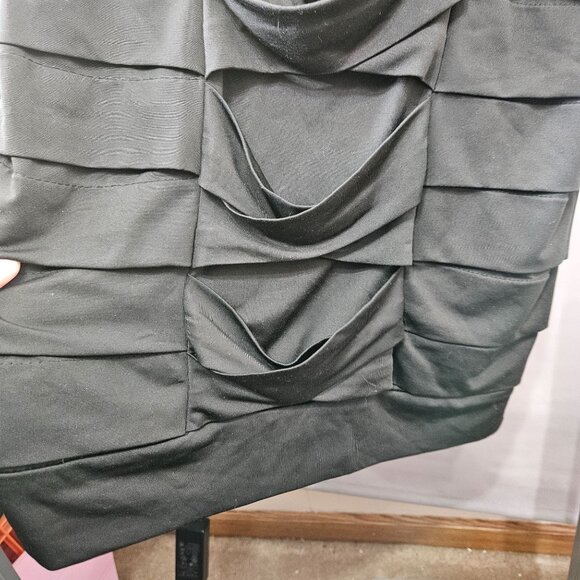 XXI Mini Body Con Dress M Black Layered Ruffle Adjust Shoulder Halter Padded Cup - Picture 6 of 12